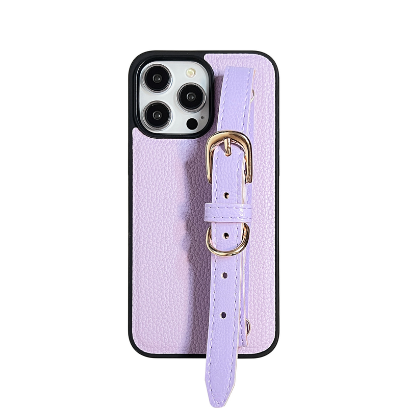 mobile phone case 14 litchi pattern solid color 12 wrist strap bracket style 13 European and American foreign trade trend_voghion.com
