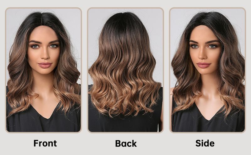 Synthetic Clip-in New Wig Women's Brown Middle Parted Short Curly Full Head Wig_voghion.com