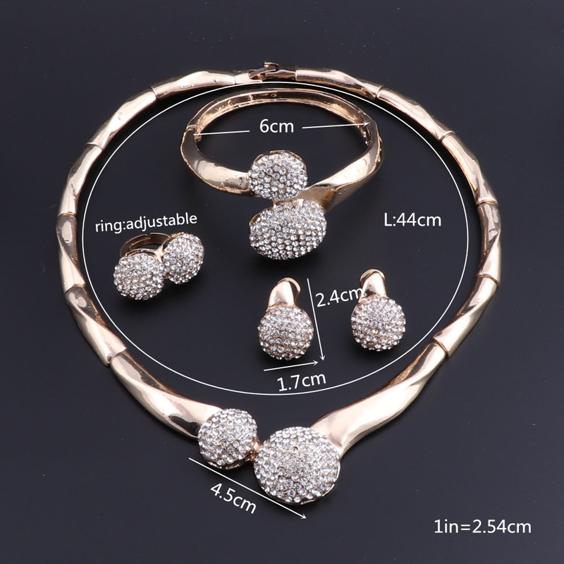 Dubai Gold Color Crystal Necklace Earring Women Costumer Nigerian Wedding Fashion African Beads Jewelry Set_voghion.com