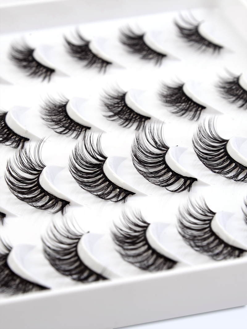 Cils en fibres chimiques 3D chauds, boucles stéréo naturelles, 20 paires de faux cils de plus que les cils plats_voghion.com