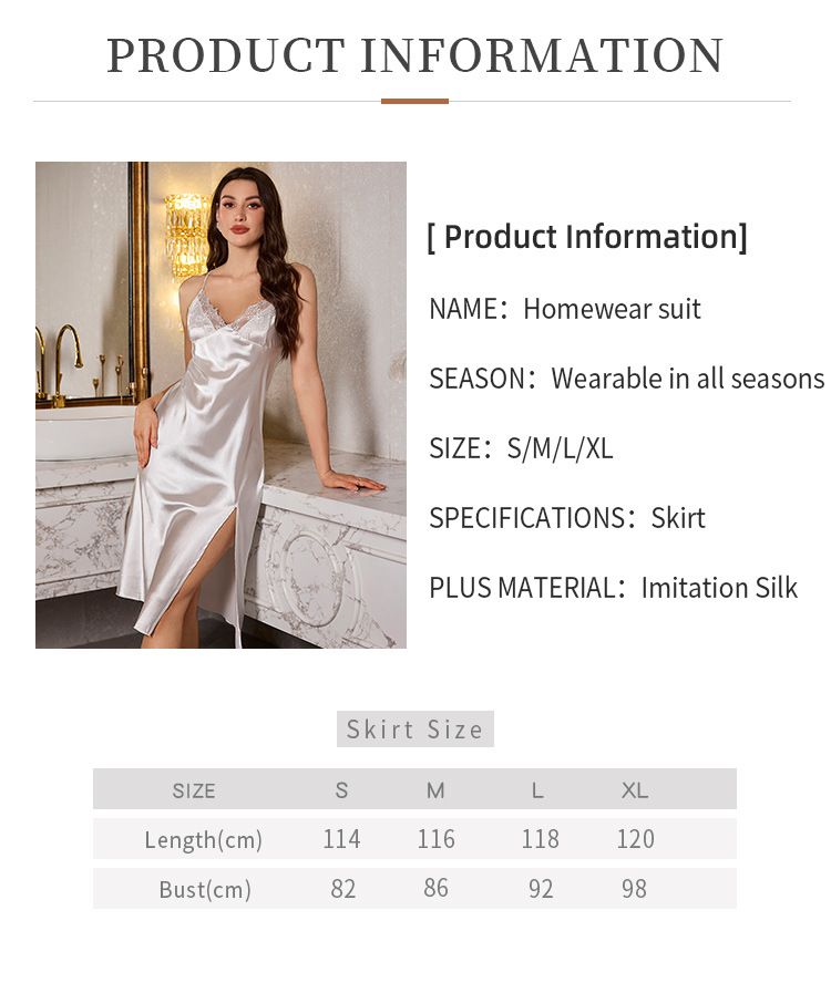 Damen Nachtwäsche neue sexy einfache Stil Seide rückenfreie Mode einfache Nachthemd Damen langen Hosenträgerrock_voghion.com