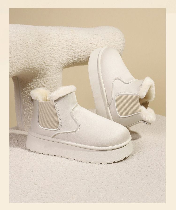 Stivali da neve da donna 2025, nuovi stivali corti in velluto con un pedale, moda invernale, scarpe in cotone_voghion.com