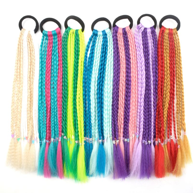 Sintētiskā gradienta krāsa, netīra pīta zirgaste, varavīksnes 30 cm elastīga gumijas lente, zirgastes matu pieaudzēšana meitenēm_voghion.com