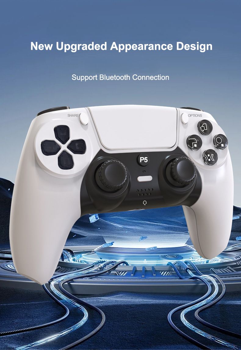 Manette de jeu sans fil Bluetooth PS5, détection de mouvement à six axes, vibration et lumière, pour console Steam P5_voghion.com