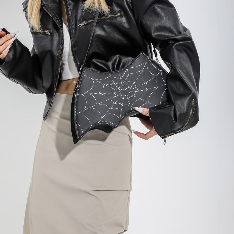 Popular and fashionable spider web printed single shoulder crossbody for women's 2023 winter new niche creative underarm_voghion.com