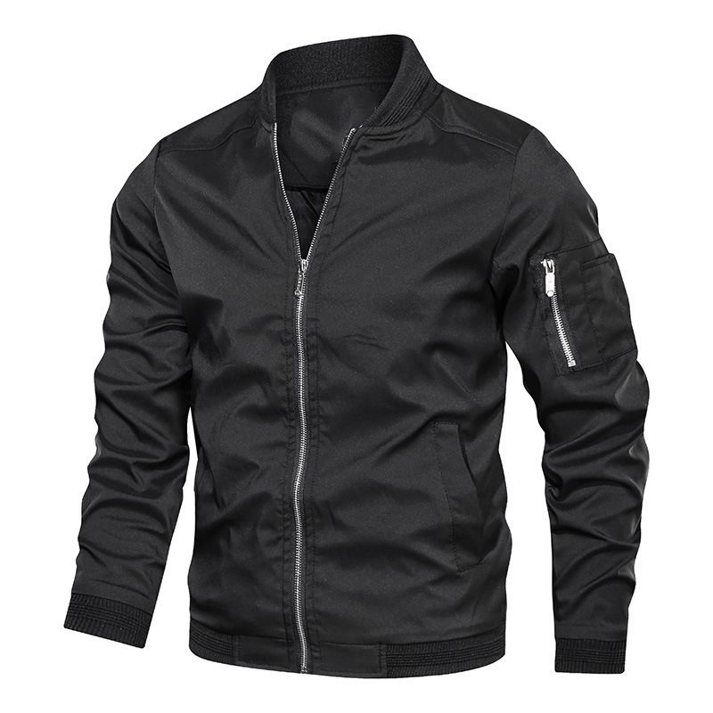 Straight European Size Spring Autumn Men's Baseball Coat Youth Slim Fit Flight Jacket Men_voghion.com