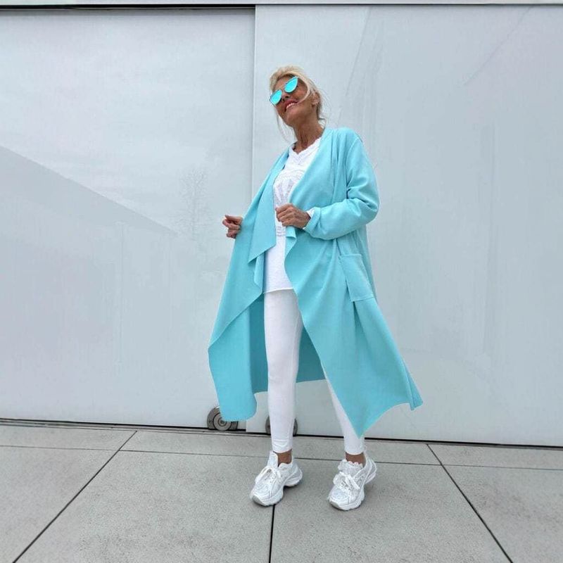 Women's Clothing Stylish Oversized Longline Cardigan Coat With Asymmetrical Hem - Soft Polyester Blend Fabric In Classic Solid Colors_voghion.com