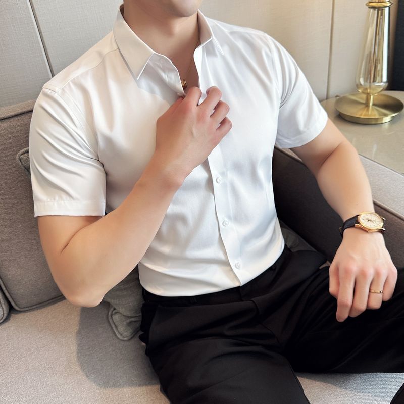 Luxuriöses Satin-Kurzarmhemd für Herren – Atmungsaktiv, knitterfrei und stilvolle Business-Freizeitkleidung – Leicht und kühl für den Sommer_voghion.com