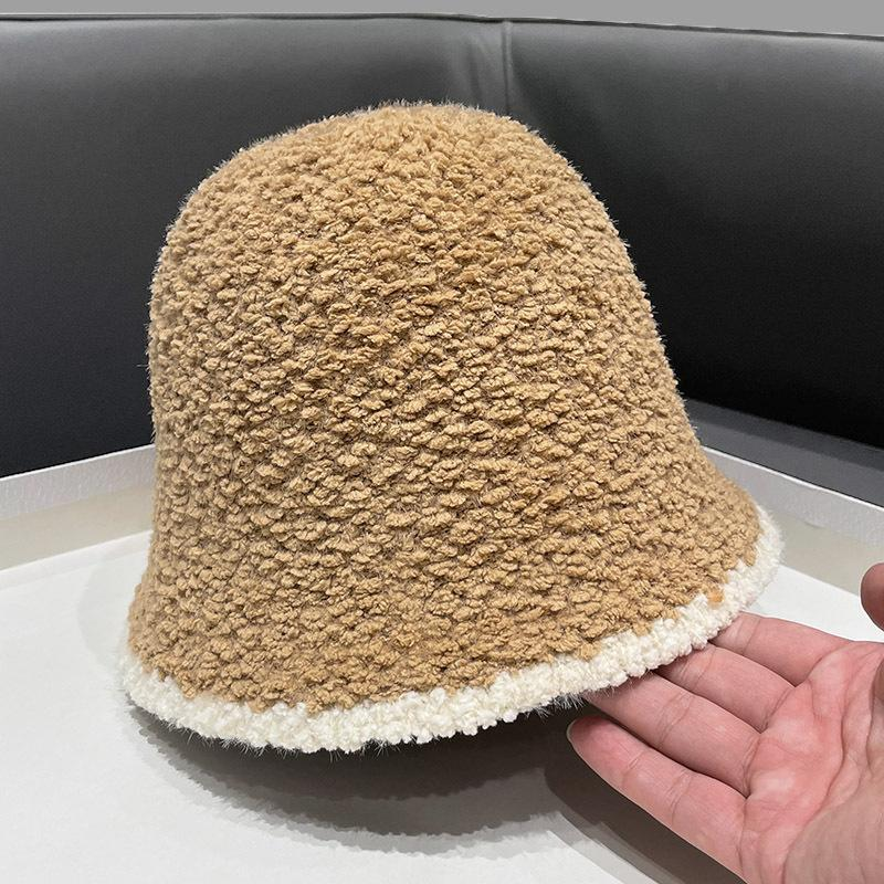 Cappello da pescatore colorato edizione coreana autunno e inverno Cappello da pescatore lavorato a maglia in pile di agnello versatile con faccia semplice e_voghion.com