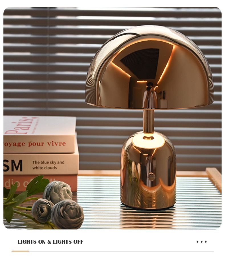Lampada da comodino LED ricaricabile di lusso nordico a forma di fungo, luce notturna decorativa di alta qualità, luce da tavolo creativa per camera da letto_voghion.com