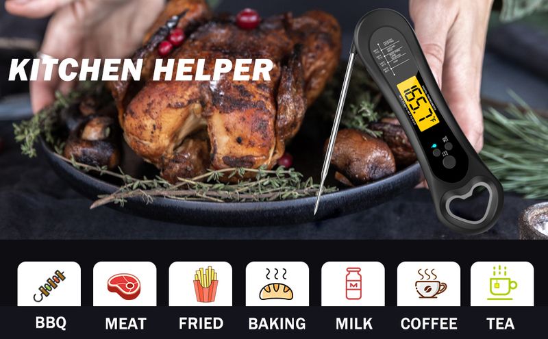 Digital Meat Thermometer - Instant Read BBQ | Bottle Opener Backlight | Kitchen Tool_voghion.com