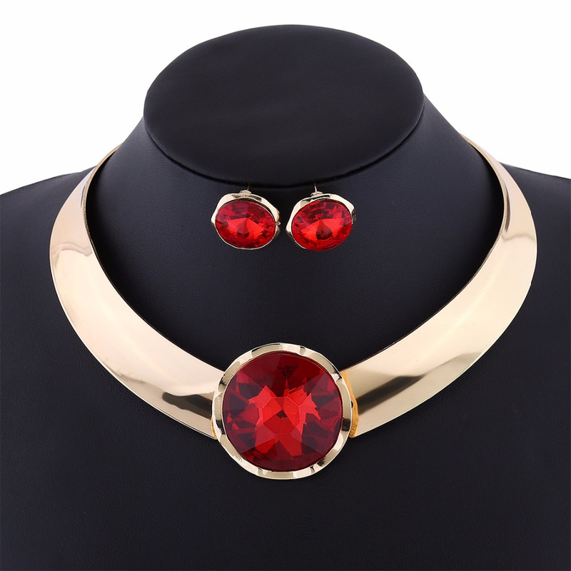 Kaklarota kulons Chunky Luxury Choker Unikāls Crystal paziņojums Kaklarota Auskari Sievietes Party rotaslietas komplekti_voghion.com