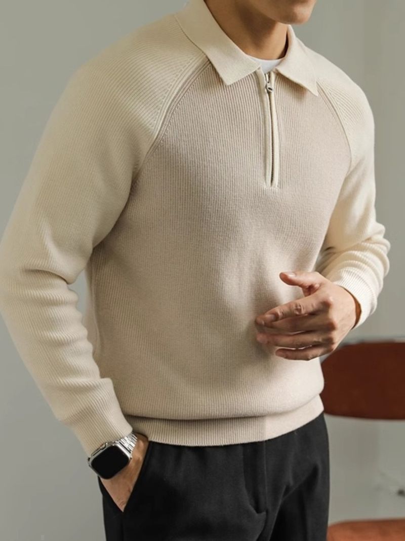 Herren-Strick-Polopullover – Pullover mit halbem Reißverschluss und Kragen, leicht und stylisch für Business, Freizeit und Alltag_voghion.com
