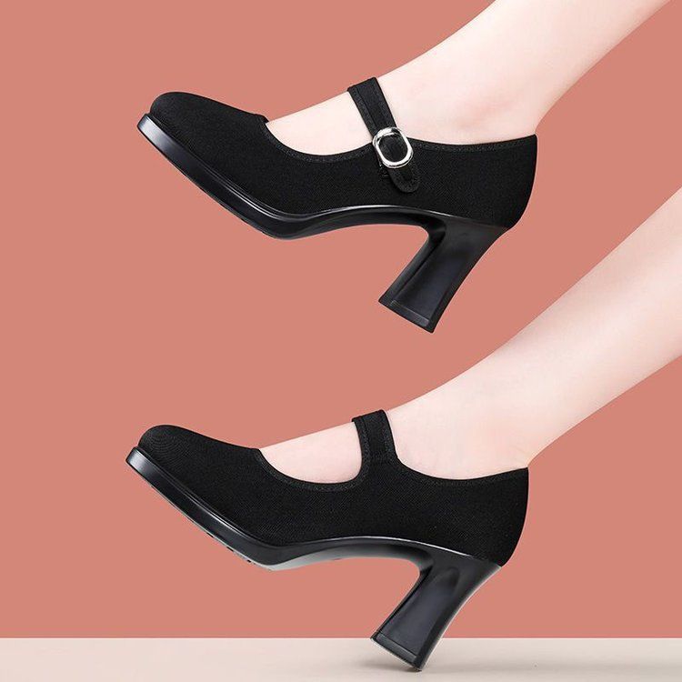Cheongsam Soft-soled Cloth Shoes Model Non-slip Black Single Shoes Work Shoes High Heels Dancing Mother_voghion.com