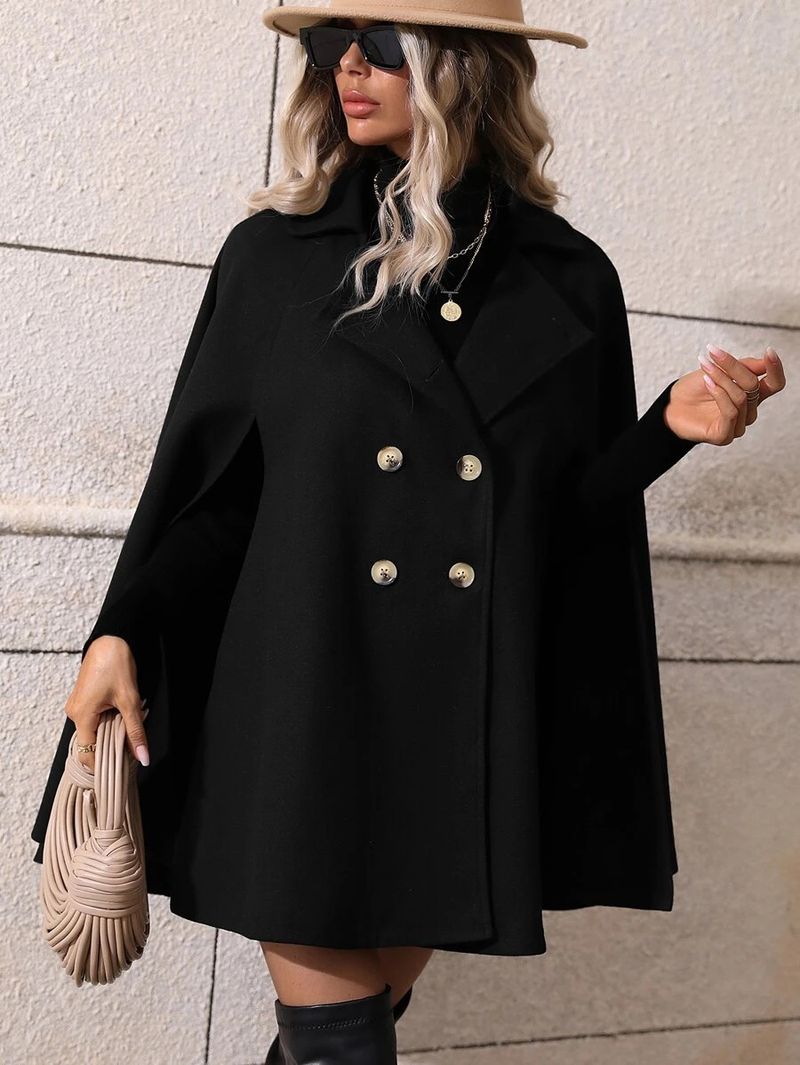 "Cappotto doppiopetto taglie forti – Blazer oversize con maniche a pipistrello (nero) | Elegante alternativa al trench per l'autunno/inverno da donna"_voghion.com