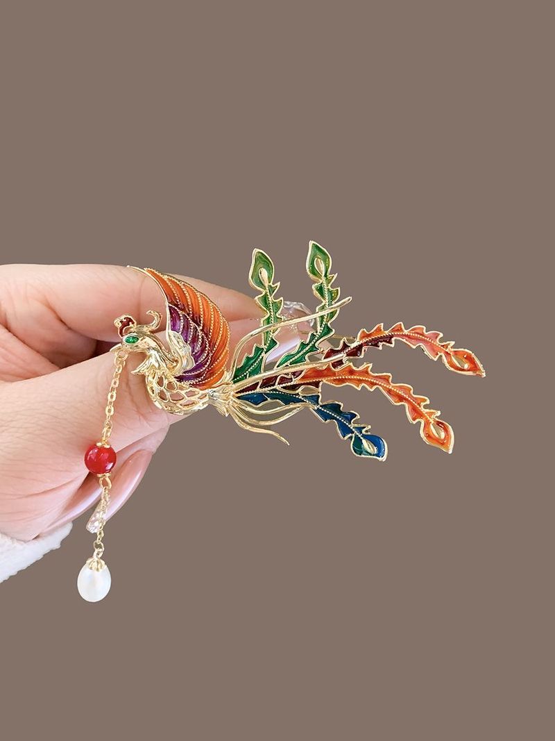 High-end Enamel Phoenix Brooch, Personalized Temperament, Jacket Pin, Fashionable And Exquisite Cardigan Design, Accessories, Corsage._voghion.com