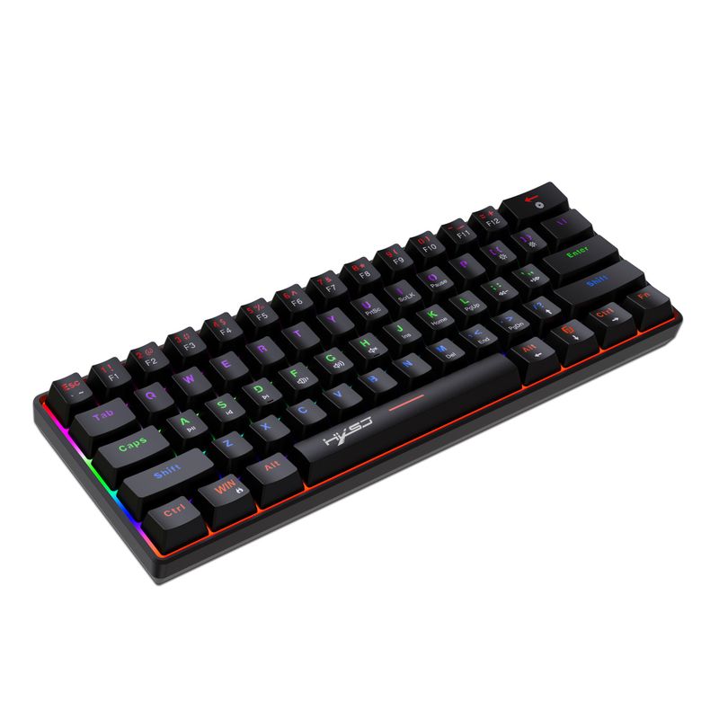 Novo teclado mecânico compacto mini eixo verde 61, sem conflitos de teclas, luz de fundo colorida, mais vendido_voghion.com