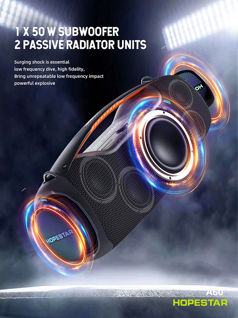 Hopestar 100W subwoofer luidspreker, hoogwaardige, luide draagbare audiospeler, A60 Bluetooth-verbonden thuismicrofoon_voghion.com
