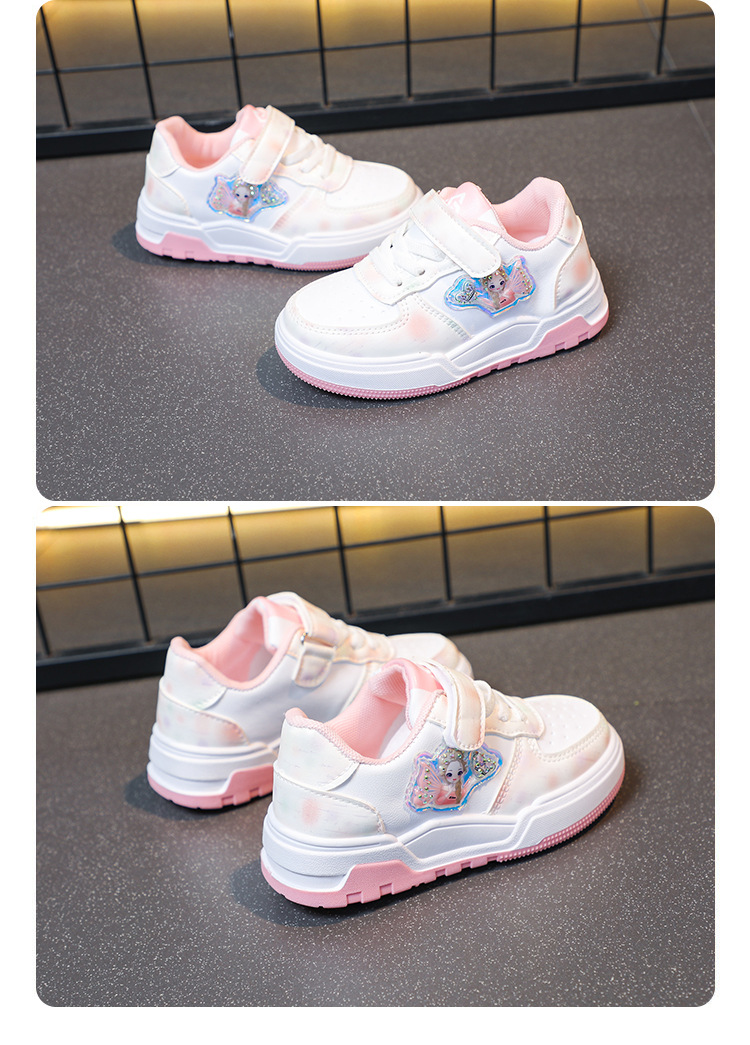 2024 Frühling und Herbst Neue Mädchen Sport Casual Running Rutschfeste Grundschulschuhe mit weicher Sohle, weiße Schuhe_voghion.com