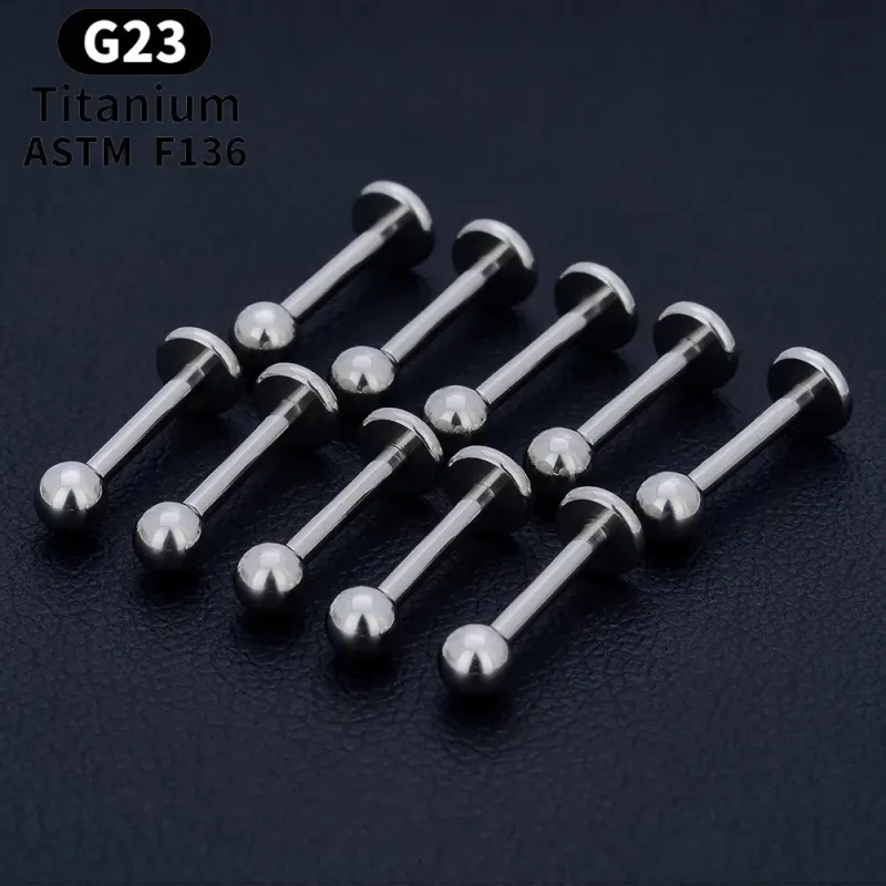 10/50PCS G23 Ttianium Piercing Labret Lip Ring CZ 16G Internal Thread Stud Earring Ear Tragus Cartilage Helix Daith_voghion.com