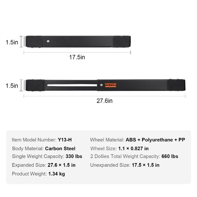 Load Extendable 660 Lbs Dolly Appliance Roller Furniture Mobile Rollers_voghion.com