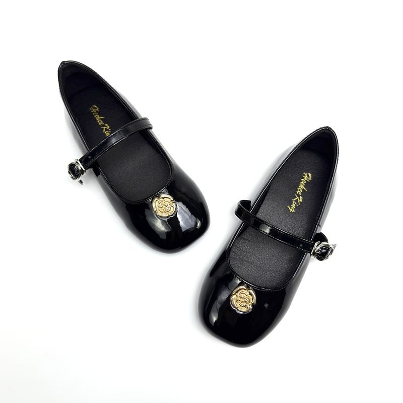 Kinderschuhe Mädchen Lederschuhe Camellia Britischer Stil Neue Single Strap Freizeitschuhe Retro Schwarze Lederschuhe Mary Jane Kinderschuhe_voghion.com