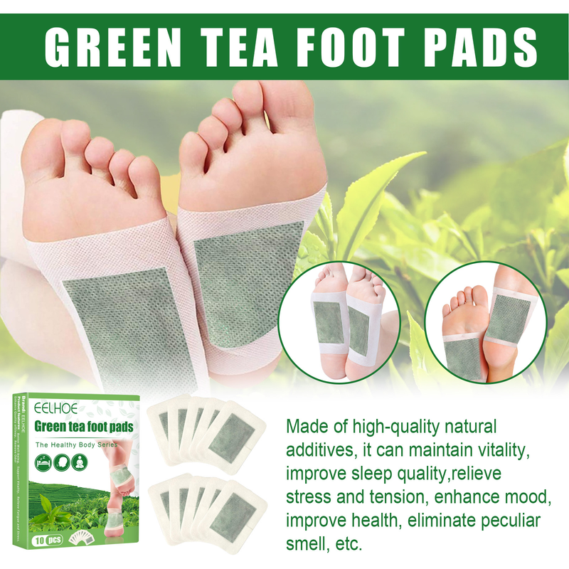 Green Tea Beautiful Foot Patch Improves Sleep Quality, Relieves Muscle Tension, Body Pressure, and Foot Care Patch_voghion.com