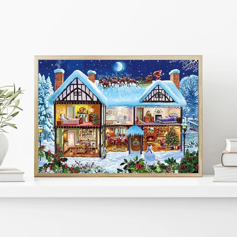 RUOPOTY Oil Paint By Numbers Handmade Picture Drawing Christmas House Scenery Painting Numbers Home Decor_voghion.com