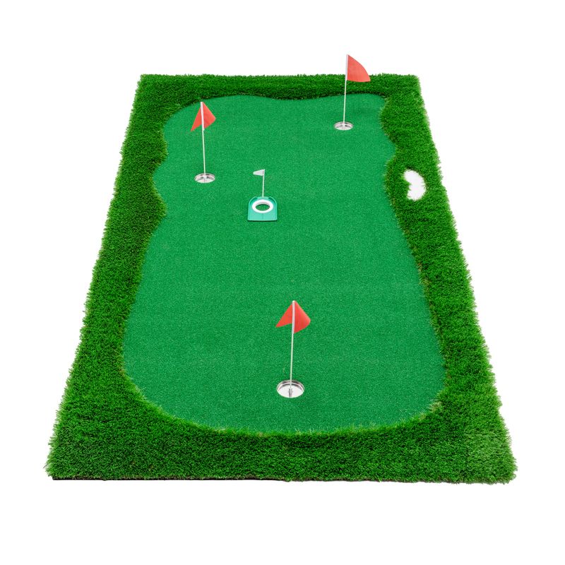 12x5 FT Golf Putting Green, Golf Training Mat With High-quality Turf, 3 Holes, 3 Flags And Cups For Indoor Outdoor_voghion.com
