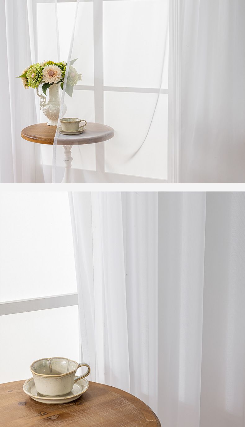 Tende trasparenti in poliestere tinta unita - Tende semitrasparenti filtranti per finestre - Larghezza 52" e lunghezze multiple (design con tasca per asta)_voghion.com