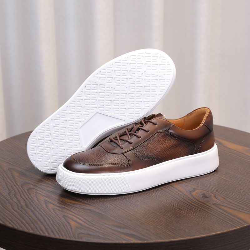 New Style 2025 New Breathable Leather Sneakers High-End Trendy Versatile Fashion Light Luxury Casual Men's Shoes_voghion.com