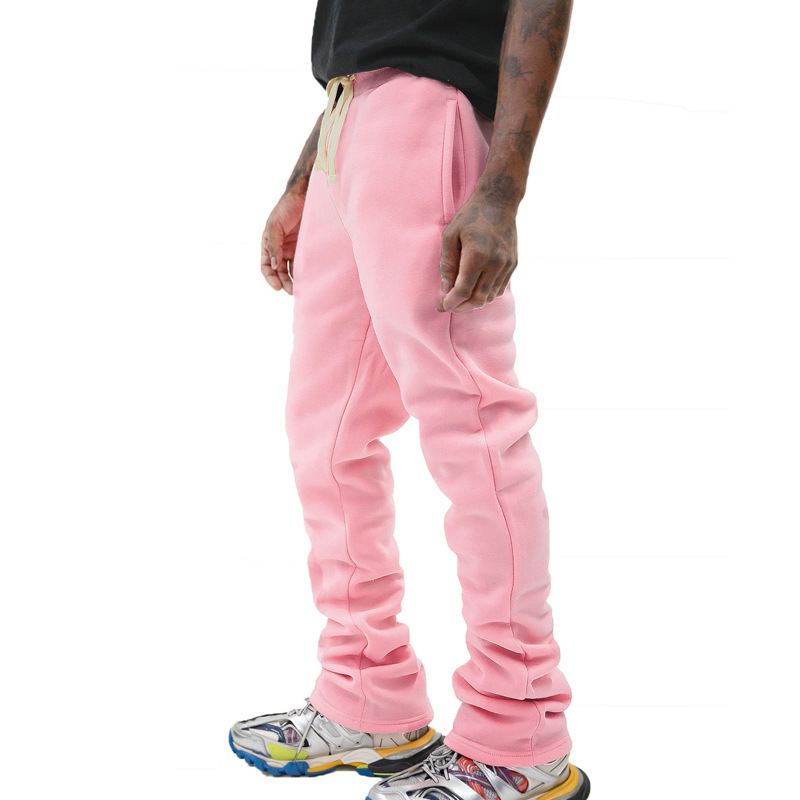 Flared Drawstring Long American Style Solid Color Slim Fit Men's Casual Pants Trendy_voghion.com
