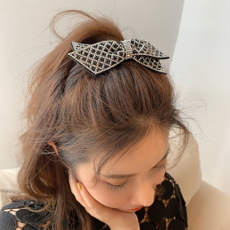 Pince à cheveux en forme de nœud pour fille, épingle à cheveux en diamant, filet, célébrité, rétro, même style, accessoires pour cheveux, femme_voghion.com