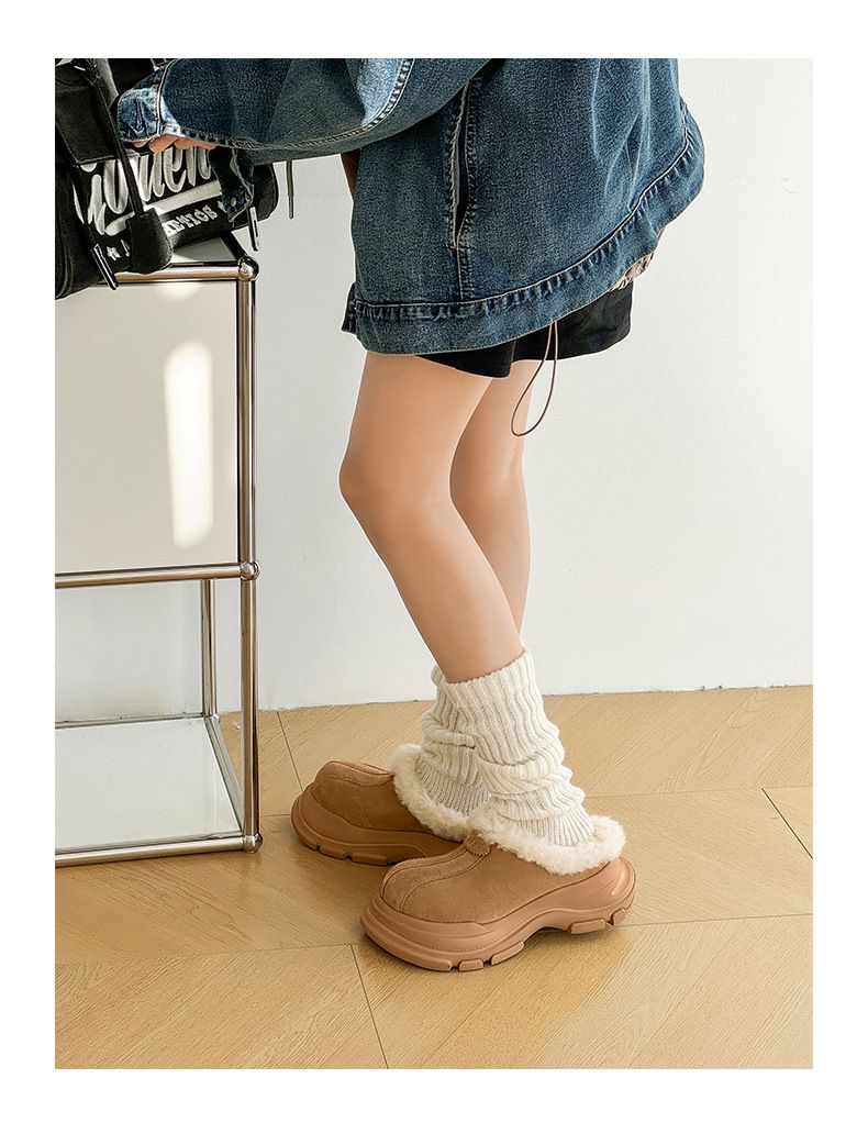 Herrenschuhe Winter Paar Dickbesohlte Geschlossene Zehen Warme Schneestiefel Einstufige Wasserdichte Und Rutschfeste Hausschuhe Für Große Zehen Paar Baumwollschuhe_voghion.com
