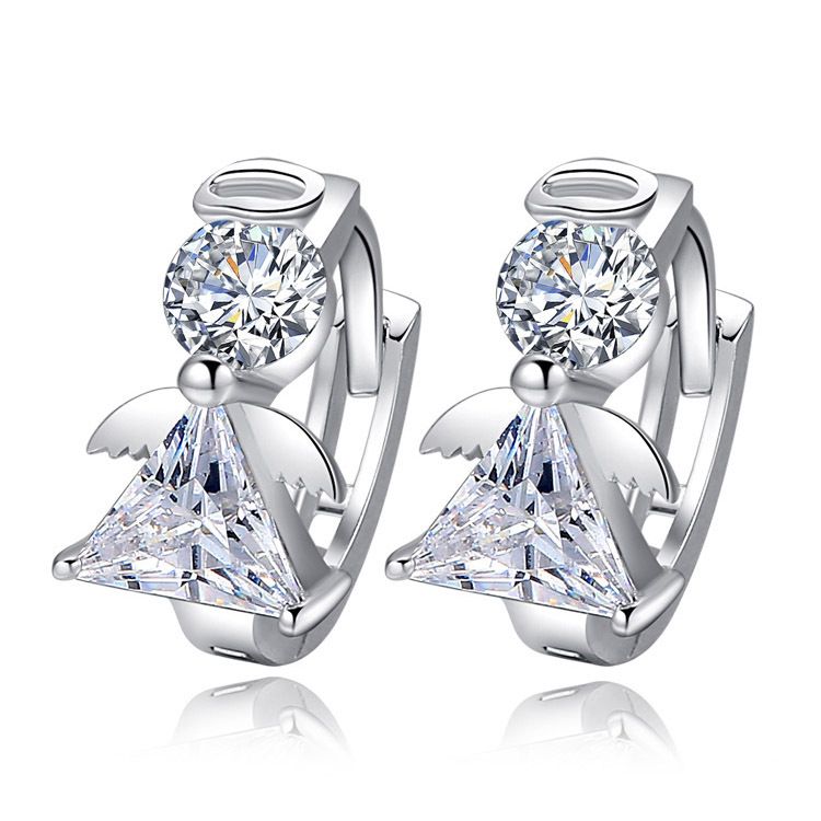 Orecchini in argento fiocco di neve fibbia orecchio liscio arpa musica orecchini pesce rosso gioielli personalità femminile_voghion.com