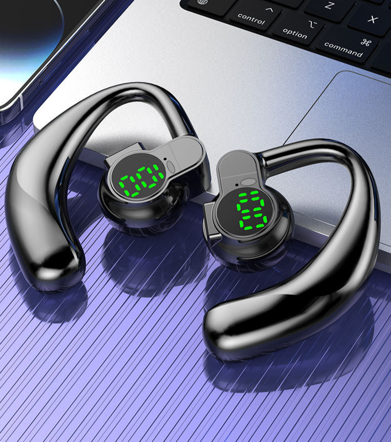 Auricolare Bluetooth girevole con display digitale universale, indossabile a sinistra e a destra, con suono ampio e batteria a lunga durata_voghion.com