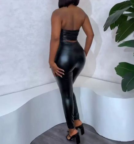 Women's Clothing Sexy Strap Tight Tube Top High Waist Tight Pants Suit_voghion.com