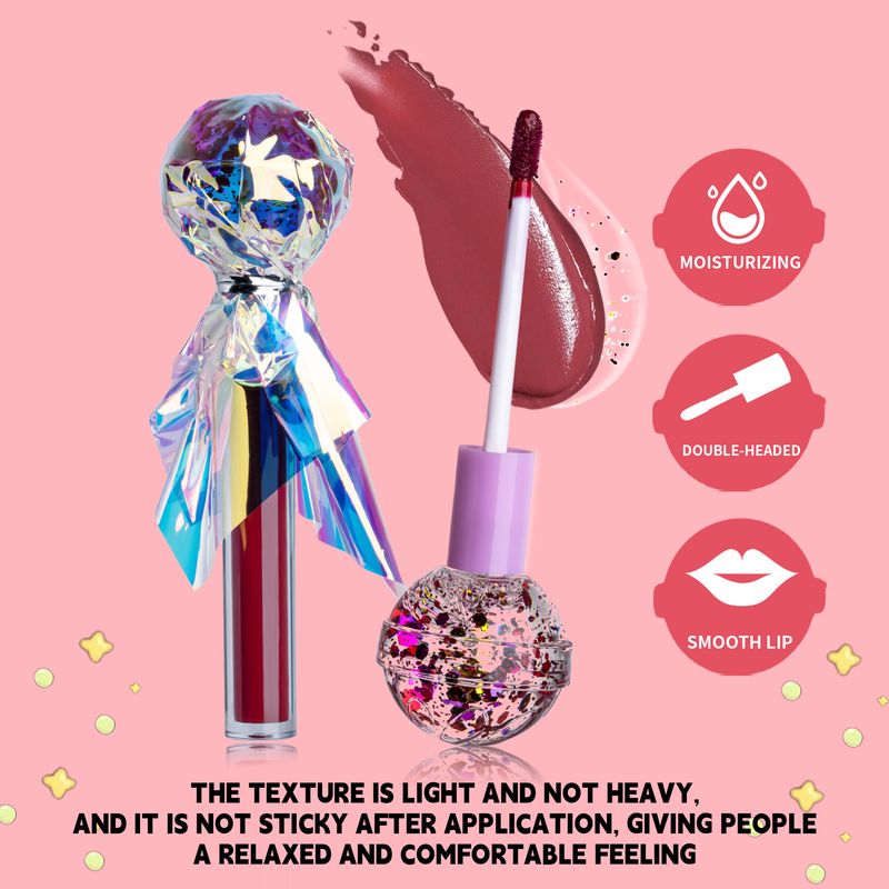 SHCOETY Lollipop Set - Double-Ended Matte & Shimmer Lip Gloss Duo - Pearl Fine Shimmer, Non-Stick Cup, Layerable Lip Glaze_voghion.com
