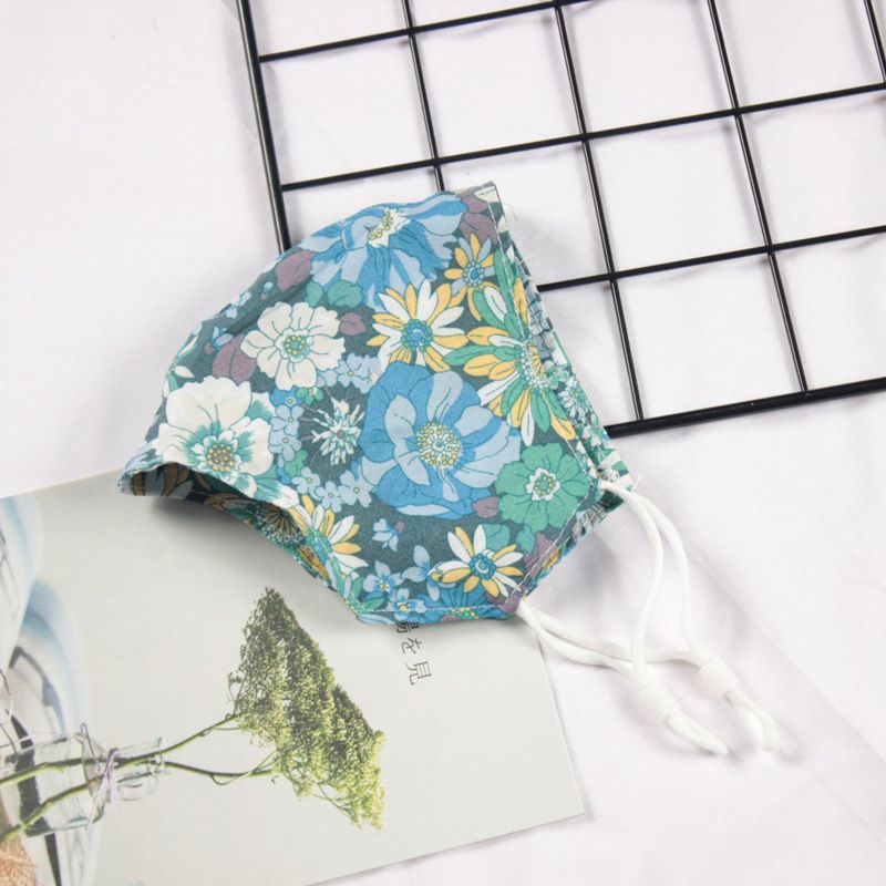 Klein vers bloemenpatroon Dubbellaags ademend verstelbaar stofmasker voor vrouwen_voghion.com