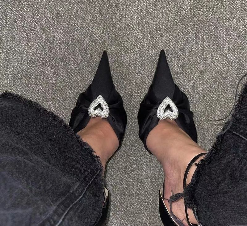 Women's Shoes New Mach Same Style French Style Sandals With Heart Rhinestones Fairy Style Stilettos And One Strap High Heels_voghion.com