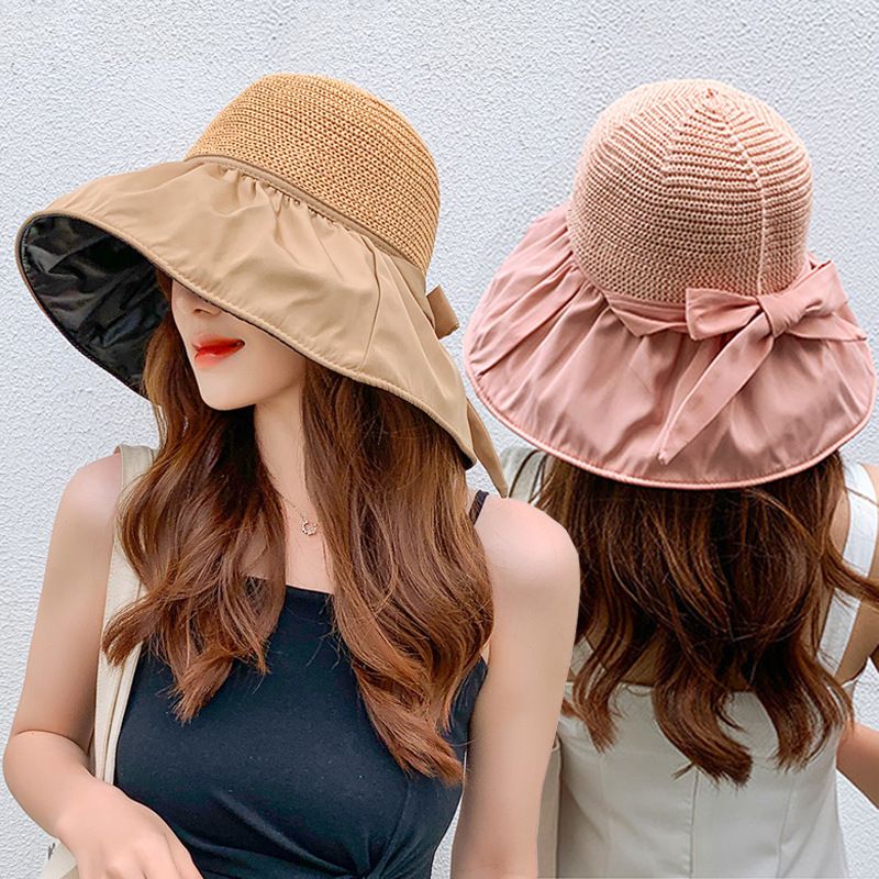 Cappello da sole in gomma nera con fiocco, cappello da pescatore alla moda, casual, per spiaggia, bambini_voghion.com