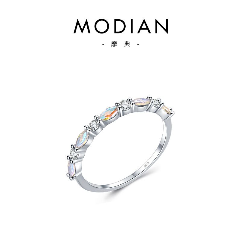 Anelli colorati impilabili in argento puro per donna, gioielli con anello chiuso minimalista alla moda_voghion.com