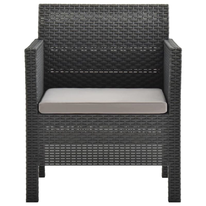 2 Piece Patio Lounge Set with Cushions PP Rattan Anthracite_voghion.com