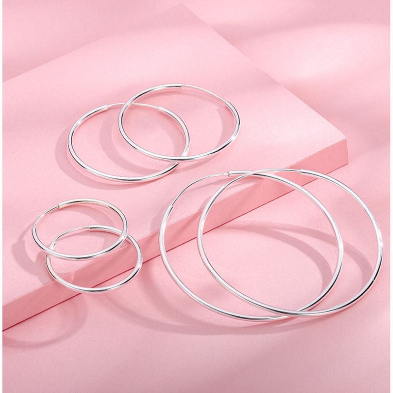 Women's S999 Pure Silver Plain Hoop Drop Earrings - Sleep-Friendly Design, No Need To Remove, Gentle For Piercing Care With High-End Minimalism_voghion.com