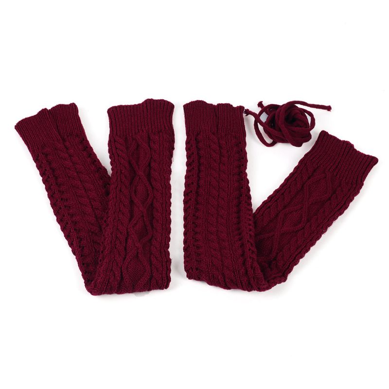 Grenzüberschreitende Fußwärmerstrümpfe aus Schurwolle Herbst- und Winter-Overknee-Socken in Volltonfarbe Europäische und amerikanische lange Schnürsocken für Damen_voghion.com