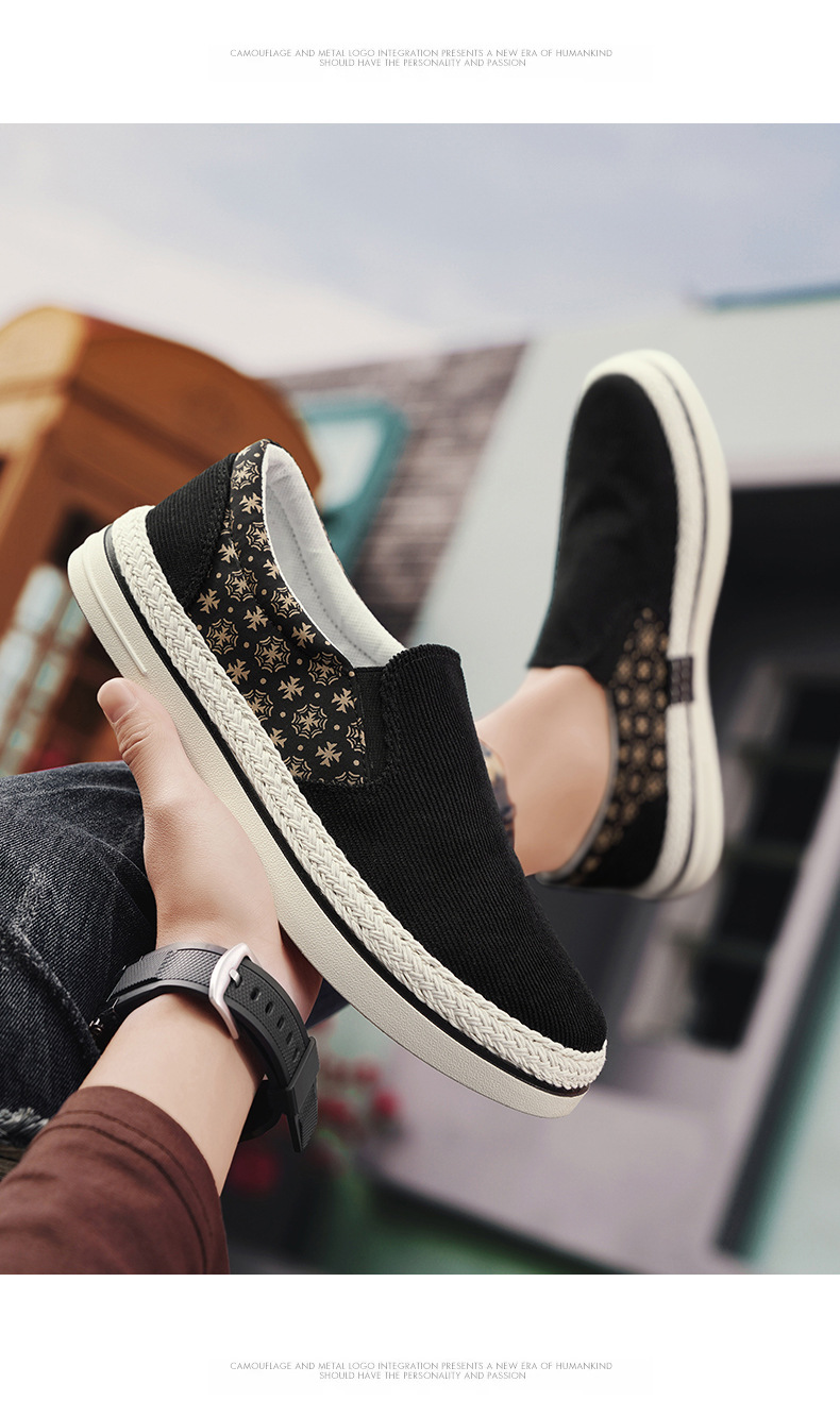 Canvas with one foot for men, spring flat bottomed anti slip white, summer breathable, lazy fisherman, sports and_voghion.com