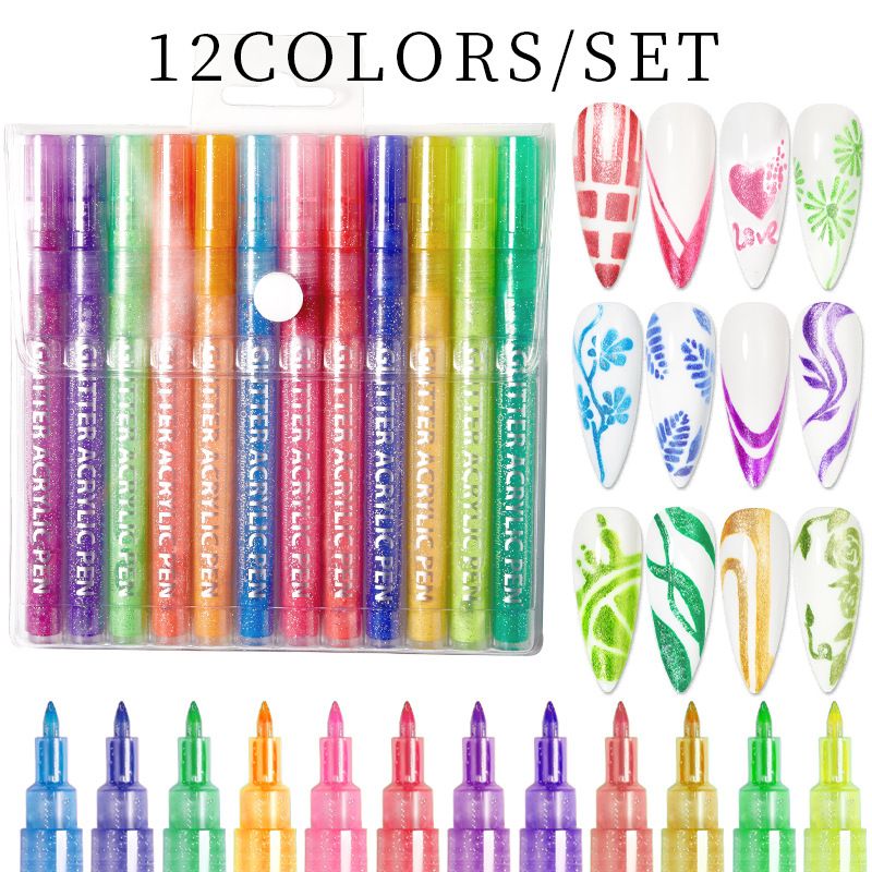 Penna per nail art in metallo a doppia testa - 3 in 1 per sfumare, delineare e punteggiare | Penna gel Easy-Color One-Step_voghion.com