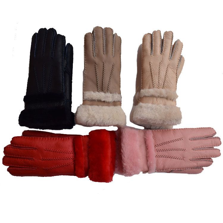 Genuine Sheepskin For Women Winter Warm Casual Patent Leather Riding Gloves_voghion.com