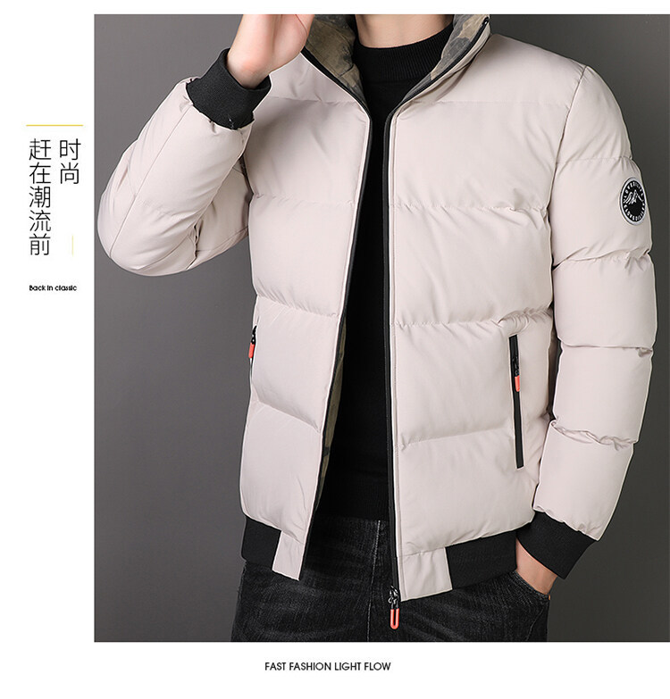 Herrenbekleidung Stehkragen Herrenkleidung mit Baumwollpolsterung, dicke Herrenkleidung, baumwollgepolsterte Jacken, schöne Mäntel_voghion.com