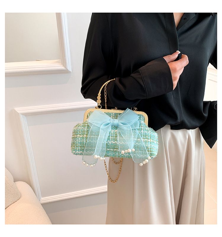 Women's simple gentle handbag 2023 spring and summer new style elegant shoulder messenger bag chain bag women's bag_voghion.com